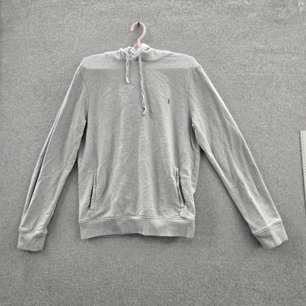 Allsaints Women Hoodie M Gray Logo Embroidery Raven OTH Hoody Pullover Long